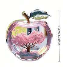 1pcs2D Flat Thickness 0.3 Cm Crystal Apple Creative Home Living Room Desktop Decoration, Colorful Acrylic Vibrant Bohemian Style, Collected Statues, Desktop Plaques, Suitable For Living Room, Bedroom, Study And Office Decoration