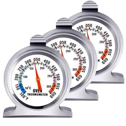 Termómetro para horno de acero inoxidable - Lector instantáneo (50°C a 300°C) - Esfera grande y fácil lectura - Incluye 3 unidades