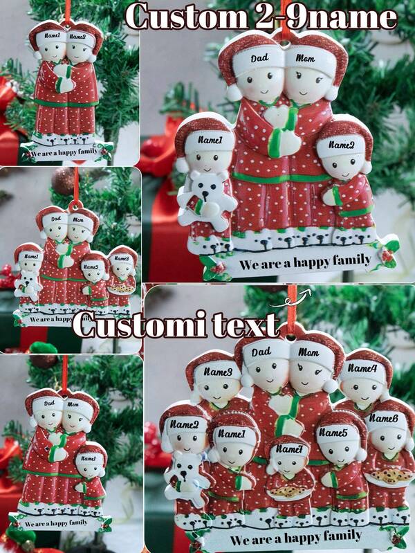 Ornamenti natalizi personalizzati con nome, decorazioni natalizie per albero di Natale personalizzate, ornamenti con 2-9 nomi personalizzabili, decorazioni natalizie con testo personalizzabile, ornamenti fai-da-te, Natale, interno, esterno, giardino, ciondolo a forma di cappello di Babbo Natale per la famiglia, ornamenti per albero di Natale, decorazione per la stanza, ragazzo, ragazza, mamma, papà, bambini, famiglia