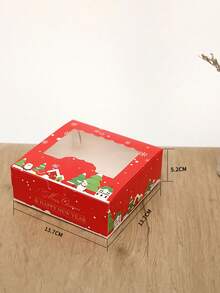 10 piezas Cajas de regalo de papel con diseño de árbol de Navidad y alce para fiestas y vacaciones - Incluye ventana transparente para exhibición - Para galletas, tartas, macarrones, pasteles y fresas cubiertas de chocolate - Para bodas, fiestas de Navidad y Año Nuevo