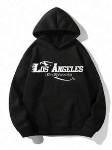 (2PC)Men's Casual Printed Hoodie And Sweatpants Set, Autumn And Winter Men's Sportswear, Men's Fashion  Sportswear With Printed Personalized  Hip Hop Y2K Style Medusa LOS ANGELES CALIFORNIA - màu đen - Xem 3