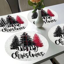 2 pièces/4 pièces/6 pièces Sets de table en diatomite imprimés avec motif sapin de Noël, décoration de maison, convient pour les cadeaux de Noël, décorations de Noël, applicable à la table à manger, au bar à café, toutes saisons, sets de table lavables, décoration de chambre, sous-verres, tapis d'égouttage, sets de table pour cuisine et salle à manger, décorations de fête intérieure/extérieure, décoration de maison, cadeaux idéaux