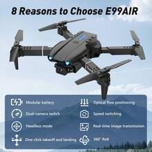 AXNEN 2026新款E99 AIR四轴飞行器无人机，配备双摄像头、2.4G FPV实时图传、一键降落、光流悬停、360°翻转，适合初学者，是万圣节、圣诞节和其他节日的完美礼物。 - 彩色 - 查看 3