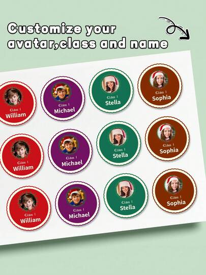 10/20/42 Pc Custom Personalized Christmas Stickers, Custom Avatars And Text, Custom Holiday Stickers, Gift Bag Stickers, Suitable For Notebooks, Envelopes, Gifts, Product Decoration Stickers, Creative Gifts, Exquisite, Suitable As Gifts For Others, Surprise Gifts For Lovers, Personalized Gifts