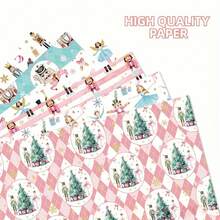 6-Pack Christmas Gift Wrap Paper Set With Nutcracker, Zebra, And Christmas Tree Designs - Mixed Color Holiday Party Favor Box Decoration Supplies-Tear-Resistant Vibrant Color Block For Boutique Gifts
