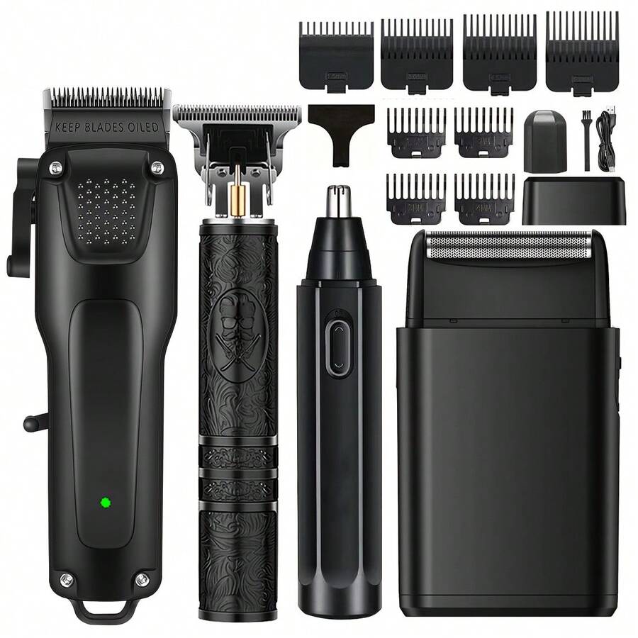 4-In-1 Electric Hair Clipper, Home Hair Trimmer, Facial Hair Groomer. Haircut, Shave, Ear & Nose Hair Trimming And Styling All-In-One. Gift For Father, Son, Brother, Relatives And Friends