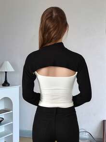 1 chiếc khăn quàng cổ nữ màu trơn, chất liệu viscose, cổ tròn, tay giả, có cổ áo, phụ kiện dài tay đa năng cho áo khoác màu trơn, áo cổ lọ. - Nhiều màu sắc - Tay áo raglan ngoại cỡ - Xem 3