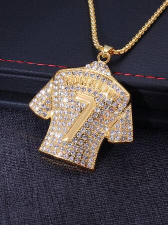 1 Pc Of Creative Sports Wind No. 7 Full Diamond Jersey Pendant Necklace