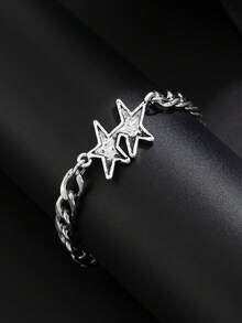 1pc Retro Double Star Bracelet, Unisex, Punk Rock Chic Luxury Accessory - Multicolor - View 11