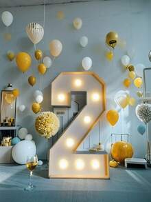 1pc 73/91cm Illuminated Number Light Box Frame, KT Board 0-9 Mosaic Number Light Box For Party Birthday Anniversary Decor, Large Mosaic Number, Number Frame, Number Blocks, Party Background Decor - 8/10pcs Warm Light