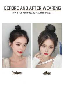 Synthetic Hair Bun For Women, Claw Clip Hairpiece With High-Temperature Fiber, Fluffy & Natural Slouchy Bun Maker, Straight Hair Scrunchie Fall Fashion Women Hair Clip Autumn Hair Accessories Elegant Hair Claw Hair Clutch Clips For Hair Winter For Vacation Outfits Woman