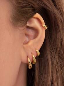 Set de 8 piezas de pendientes de aro dorados para mujeres, de aleación de cobre con piedras de circonita, hipoalergénicos, de diseño pequeño y elegante, ligeros y gruesos, versátiles de moda, adecuados para múltiples perforaciones de oreja, excelentes para citas, fiestas, bodas, regalos de Navidad - Amarillo Oro - Ver 2