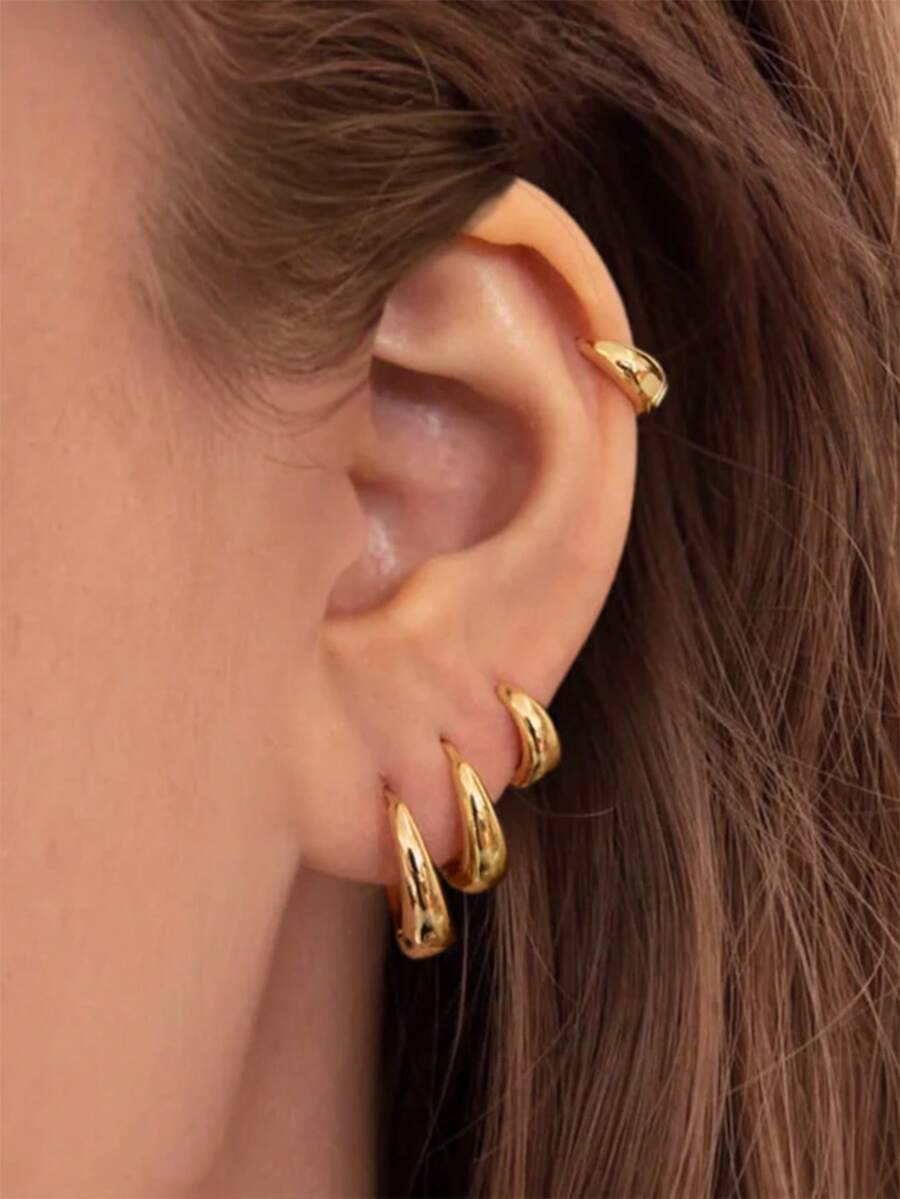Set de 8 piezas de pendientes de aro dorados para mujeres, de aleación de cobre con piedras de circonita, hipoalergénicos, de diseño pequeño y elegante, ligeros y gruesos, versátiles de moda, adecuados para múltiples perforaciones de oreja, excelentes para citas, fiestas, bodas, regalos de Navidad