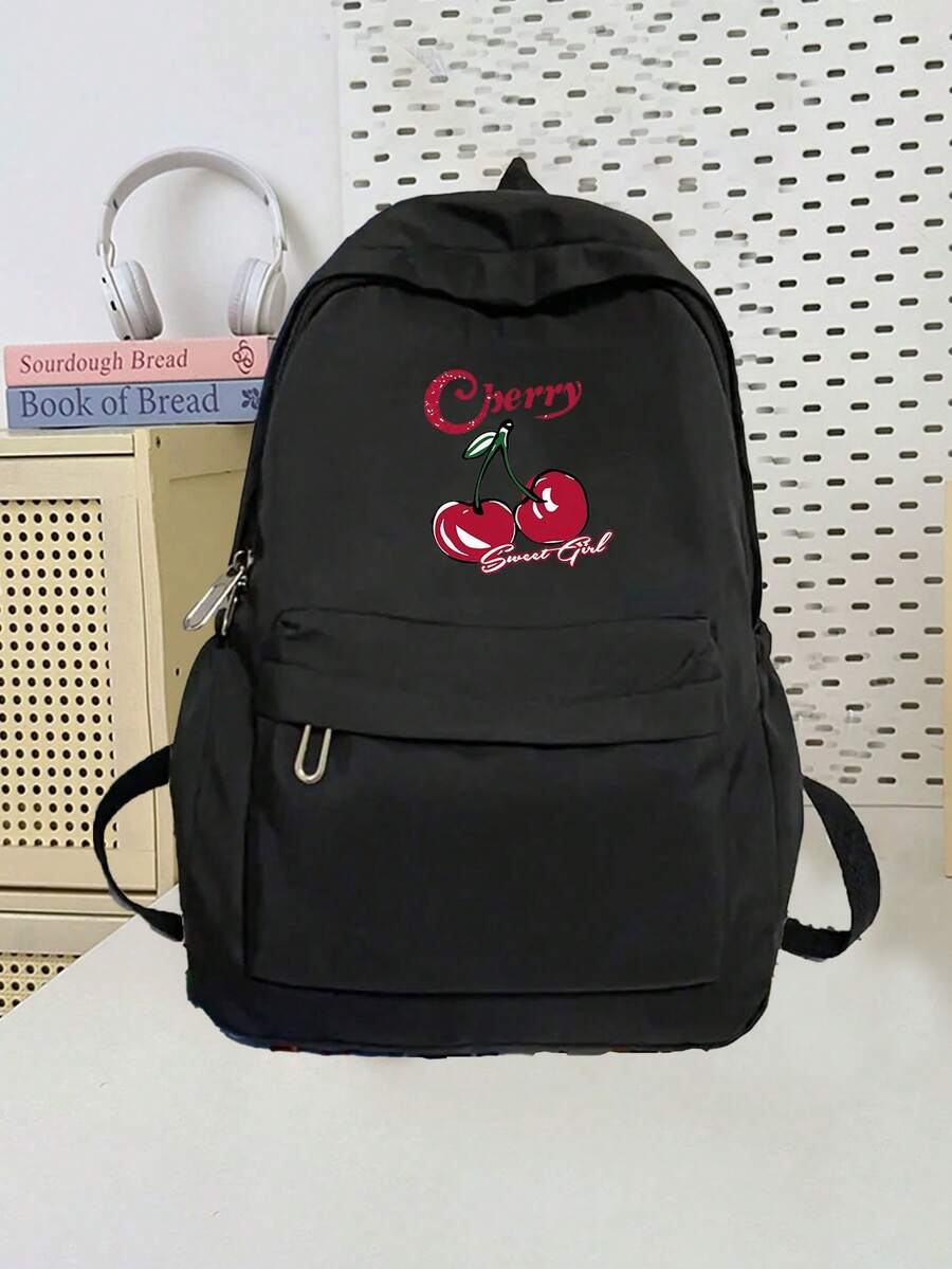Cute Cherry Print Girl Backpack Large Capacity Laptop Backpack,Back To School Classical Casual Day Pack College Backpack Lightweight School Book Bag For Girls Boys,Girls Backpack Book Bag For Middle School Teens Backpack,Anti Theft Laptop Backpack Travel Day Pack School Bags Gifts - View 1
