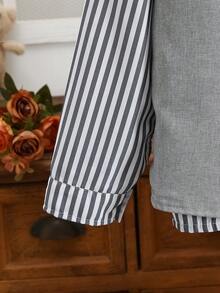 Boys' Casual Autumn Striped Shirt & Grey Vest 3 Pieces Set - Grey - View 6