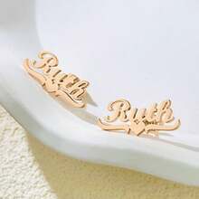 Customized Stainless Steel Earrings, Heart & Letter Earrings, Ideal Gifts For Couples, Friends, Family, Mother's Day, Fashionable, Autumn, Retro, Simple, Casual, Personalized, Unique Gifts For Girlfriend, Mom, Family, Friends, Daughter For Anniversary, Valentine's Day, Mother's Day, Birthday, Graduation, Daily Wear, Wedding, Prom