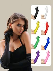 D EXCEED 1/3 Pcs Women's Short Satin Opera Gloves Formal Dancing Gloves For Wedding Bridal Banquet Party Gloves 1920s Flapper Accessories, Halloween