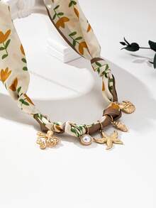 1pc Fashion Heart, Cross, Flower, Ocean & Floral Pattern Scarf Necklace - Scarf Necklace - View 15