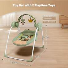 Baby Swings For Infants, Baby Girl Swing For Newborn, Portable Infant Swing Portable Baby Bouncer For Newborns 0-6 Months,Infant Bouncer Seat Lightweight Rocker For Babies Up To 20 Lbs,Adaptable Speed,Timing,Foldable & Travel-Friendly Baby Chair - 綠色 - 查看 2