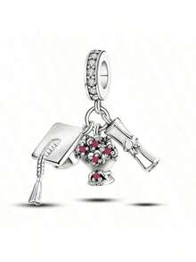 1 buc Pandantiv cu toc înalt în formă de zeiță Globe-Trekking din argint, pentru sezonul de absolvire, șapcă de burlac, design cu coroană de prințesă, cu pandantiv brățară originală - Bijuterii artizanale din email negru pentru femei, cadou