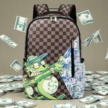 时尚男女通用背包，高中/大学生书包，大容量户外旅行通勤，校园，卡通，高中，返校