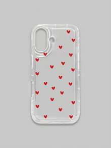 1pc Red Heart Pattern Transparent Shockproof Phone Case, Compatible With IPhone & Galaxy Cases, Phone Cases, Galaxy Protective Cover Compatible With IPhone 17/17 Pro/17 Pro Max/16/16 Pro Max, Suitable For Personal Use Or As A Gift - Multicolor - View 67