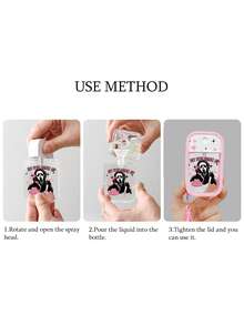 喷雾瓶，1/2件夏季保湿水化妆瓶，万圣节死神印花图案香水喷雾瓶，Y2k图案分体瓶，带防钩防摔硅胶套，可作为万圣节礼物送给家人或朋友，适合旅行便携50ml - 彩色 - 查看 8