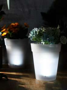 1pcs 4LED Solar Plant Lights, Plastic White LED Flower Pot Lights, Can Be Placed In Outdoor Indoor Places, Such As Dining Tables, Bedrooms, Living Rooms, Offices, Tables, Windows, Balconies, Courtyards, Gardens, Fences, Paths And Other Indoor And Outdoor Occasions. - 白光 - 查看 5
