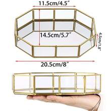 Mirror Glass Vanity Tray - Gold Ornate Makeup Tray Vintage Octagonal Perfume Tray Dresser Trays Jewelry Trinket Organizer For Bathroom Storage Trays For Home Decor - 金色 - 查看 2