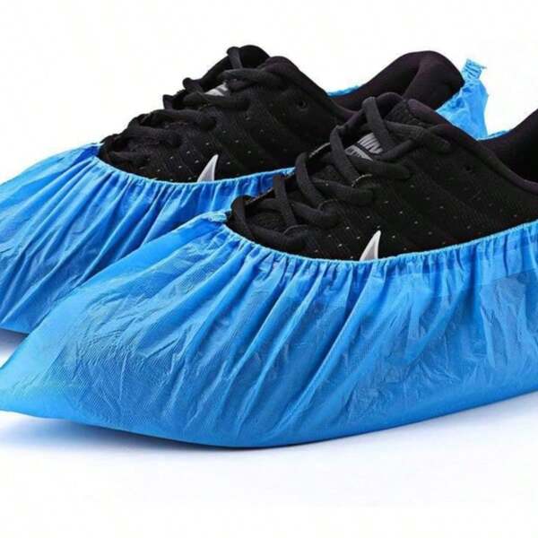 100-Pair Pack Disposable Shoe Covers - Non-Slip High Quality Booties, One-Time Use Foot Protectors For Hospitals, Labs, Cleaning, Home - Fits US Men'S 11 & Women'S 13 (Men'S/Women'S Shoe Sizes) - Hygienic Shoe Covers For Indoor/Outdoor Use, Hospital Footwear, Snug Fit Design, Durable Protection, Protective Footwear, Lab Technicians, Indoor Footwear, Lightweight Footwear, Breathable Material, Footwear Protection, Healthcare Workers