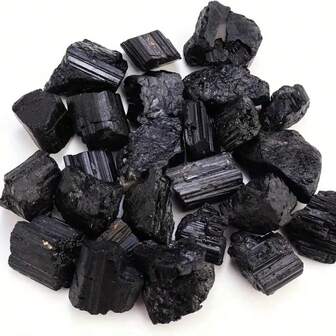 100g/Bolsa Piedras de turmalina negra natural sin procesar, cristales asimétricos, espécimen mineral