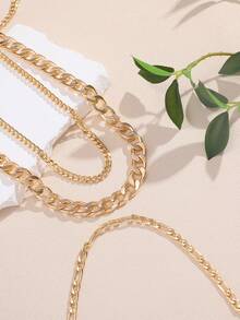 3pcs Multi-Layer Stacked Necklace Set, Hip Hop Style Suitable For Women's Daily, Party And Vacation Wear