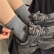 4 Pairs Of Comfortable Knee-High Socks For Women, Featuring A Heart Pattern In Fabric, Suitable For Hand Washing And Machine Washing, Couple Socks, Mid-Calf Socks, Cozy Women'S Socks For Casual Wear.