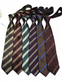 1条咖啡色和酒红色条纹领带，适合商务、休闲、婚礼、日常聚会、礼品等场合。 - 彩色 - 查看 1