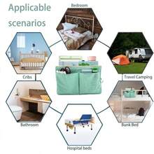 Bedside Caddy Bedside Hanging Storage Basket Multi - Function Organizer Caddy Bunk And Hospital Beds Dorm Rooms Bed Rails, Can Be Placed Glasses Books Mobile Phones2pc Navy Blue