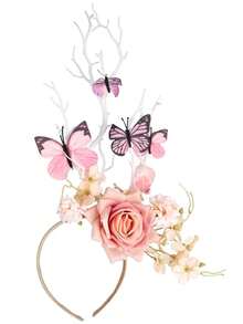 1件万圣节玫瑰蝴蝶头饰发箍帝王蝶头箍皇冠茶会服装头饰 - 多色 - 查看 11