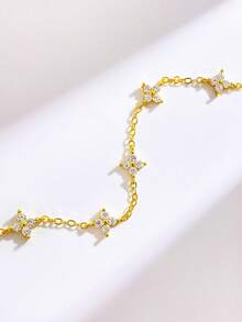 1 件 925 纯银精致优雅四叶草手链女士精美珠宝派对礼物生日礼物日常佩戴 - 四葉草手鍊 - 查看 5