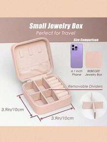 1/5pcs Travel Jewelry Storage Box, Small PU Leather Jewelry Organizer Box, Simple Travel And Home Jewelry Storage Box, Mini Jewelry Box, Women's Gift, Zipper Storage Pouch, Pink Travel Essentials, For Rings, Necklaces, Earrings Storage, Perfect Gift For Women, Thoughtful Gift For Mother's Day, Valentine's Day, Christmas - Multicolor - View 5
