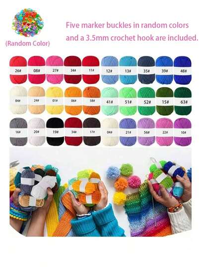 5 Skeins Mixed Color Crochet Yarn Crochet Kit For Beginners 11 PCS Crochet Kit With Hooks And Stitch Markers Soft Knitting Yarn For Crocheting Wallets, Clothes, Carpets And Other Projects, Suitable For DIY Valentine's Day Gifts, Making Wallets, Handbags, Etc. (About 24g, Packing Random, Including Halloween And Christmas Colors)