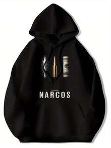 Narcos TV Series Graphic Hoodie For Men & Women - Bullet, Money & Fingerprint Print Pullover Sweatshirt, Soft Fleece Fabric, All-Season Comfort, Regular Fit Casual Streetwear, Machine Washable Fan Apparel Gift - màu đen - Xem 1