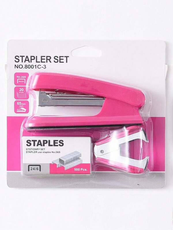 1 Set Portable Stapler, Cute Pink Student Stapler, Effortless Home/Office Stapler, Portable Office & Study Stationery Supplies