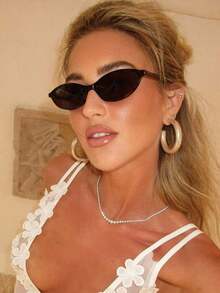 1pc New Vintage Oval Small Frame Fashion Eyeglasses Men And Women, Stylish High-End Casual Street Photography Unisex Classic Glasses Beach Accessories Women Glasses Shades Beach Accessories Women Glasses Shades - Multicolor - View 6