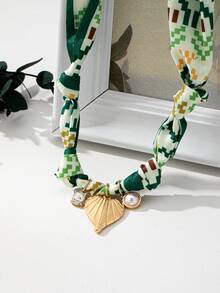 1pc Fashion Heart, Cross, Flower, Ocean & Floral Pattern Scarf Necklace - Scarf Necklace - View 10