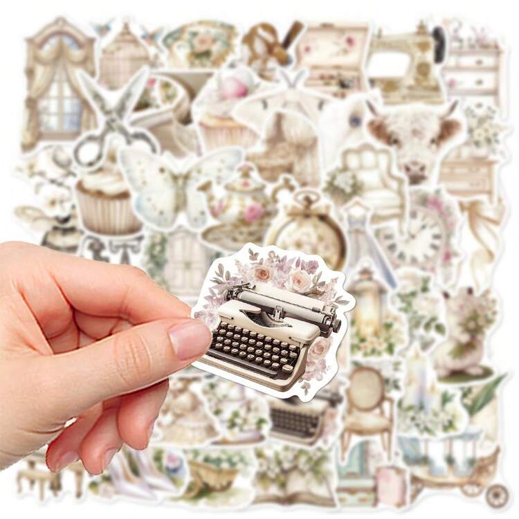 50pcs White Soft Ins Style Stickers, Decorative Self-Adhesive Decals For Water Bottles, Desktops, Walls, Frames, Albums, Great Gifts For Teachers, Halloween, Christmas - Multicolor - View 6