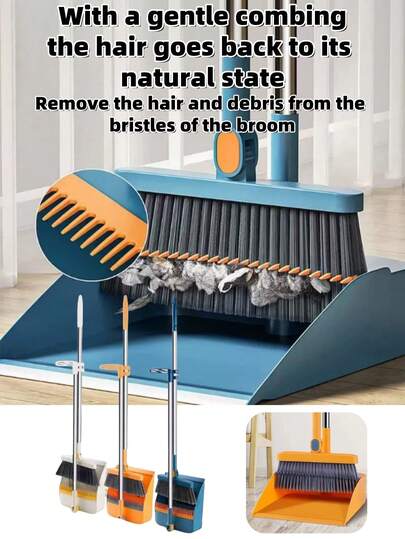 2pcs Broom And Dustpan Set: High Cost-Effective Broom With Dense, Soft Bristles; High-Quality Dustpan Set With New Thicker Design, Durable, Anti-Hair, For Dry And Wet Use, A Magical Broom Set. Suitable For Living Room, Kitchen, Bedroom, Office, Study And Other Indoor Spaces. Especially Suitable For Christmas, Halloween, Thanksgiving, Valentine's Day And Mother's Day.
