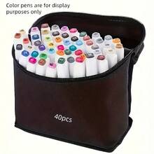 40 件大容量重型拉链铅笔盒 - 重型储物盒，带主隔层和内袋 - 结构坚固，适合学校、办公室、旅行 - 兼容钢笔、铅笔、记号笔、彩色铅笔 - 适合艺术家、学生、专业人士 - 学校和办公室储物袋 - 便携式艺术用品盒，带坚固手柄，包括铅笔盒和用品，简约铅笔盒，女士铅笔盒 - 彩色 - 查看 4