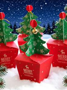 Christmas Gift Boxes With Bell Pop-Up Paper Trees – Available In 2, 10, And 40 PCS Sets, Suitable For Children And Infants As Holiday Gifts Or Small Christmas Present Boxes