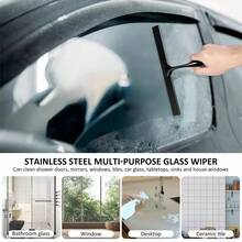 1件，家用浴室不锈钢清洁工具，适用于浴室、瓷砖、镜子、汽车玻璃、玻璃门淋浴刮刀、浴室淋浴清洁刷、窗户橡皮扫帚、玻璃门淋浴橡皮扫帚、窗户清洁剂、地板橡皮扫帚