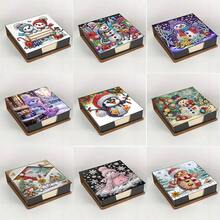 5D 钻石画套装 - 圣诞雪人笔记本便笺盒 - 独特的手工礼物，钻石艺术套装，不对称圆形，适合办公室和家庭办公桌的独特手工礼物 - 彩色 - 查看 2