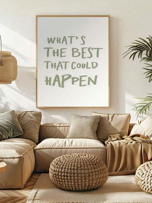 1PC Inspirational 'What's The Best That Could Happen?' Quote Poster - Frameless, Self-Love Motivational Art Print For Bedroom & Dorm Decor, Minimalist Canvas Wall Art,Unframed